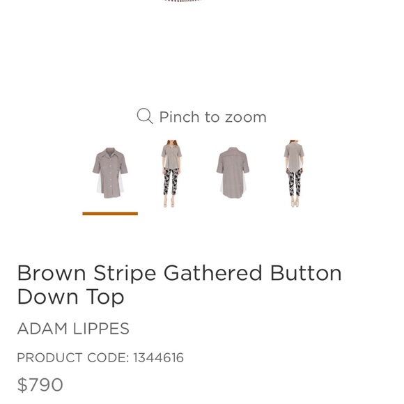 NWT Adam Lippes Brown White Stripe Short Sleeve Poplin Button Down Top - 8 - Picture 7 of 7